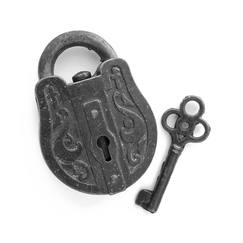Old padlock and keys