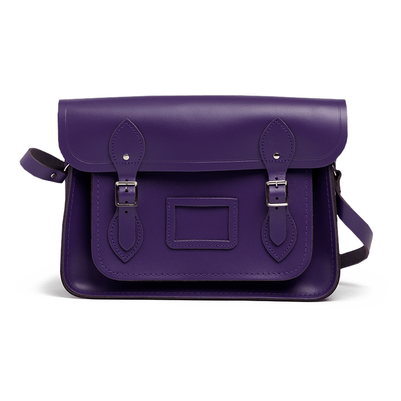 Purple leather satchel